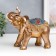 Souvenir Polystone "Golden Elephant in Blue Popone with Tasses" MIX 20x10.5x22 cm
