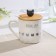 Ceramic mug with a wooden lid and a spoon "Beasts", 360 ml, Mix drawing
