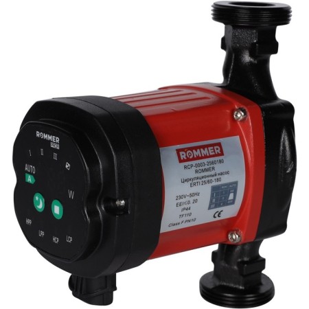 Circulation pump Rommer Erti 25/60-180, 45 W, pressure 6 m, 3.6 l/min, nuts, heat-insulator