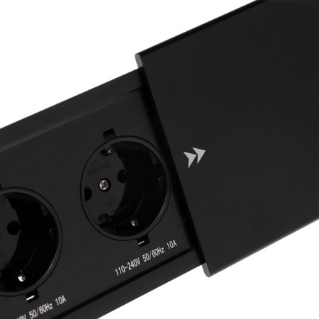 Block Roset into the table, sliding cover, 10a, 3 sockets, wire 1.8 m, black-4