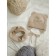 A cap on ties with ears children's Amarobaby Pure Love Bear, with a lining, size 46-48 cm, sand