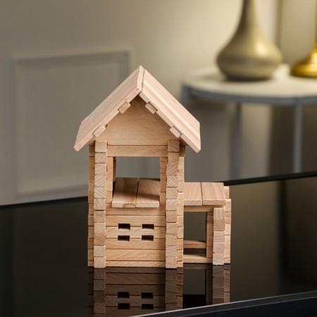 The designer is a wooden “House with a veranda”, 102 details, an array of beech-6