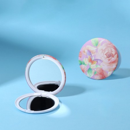 Folding mirror "flowers", d = 7.5 cm, pink color-1