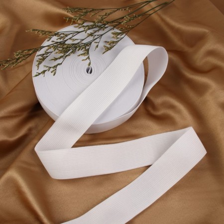 Knitted elastic, 40 mm, 25 ± 2 m, white color