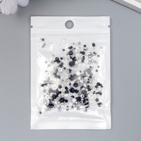 Glass beads 6/0-15/0 "Assorted black and white" d = 1.5-4 mm, nr 10gr-2