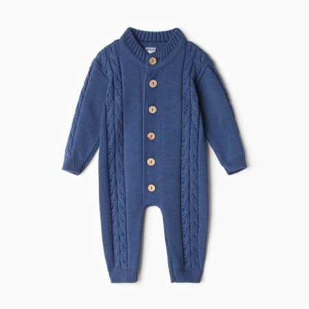 Combineson children with a hat knitted minaku, height 56-62, blue color-8