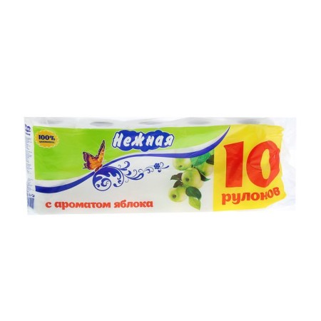 Toilet paper "Tender" with the aroma of an apple, 2 layers, 10 rolls
