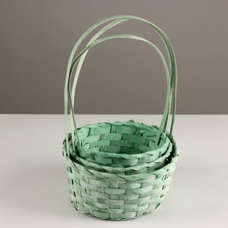 A set of baskets of 3 pcs, d21x10xh36cm, green, bamboo-1