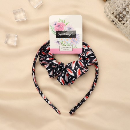 Hair set "Emilia" (elastic band, rim 1.5 cm) leaflets-1