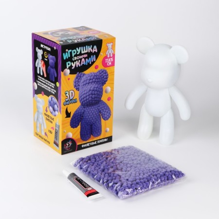 Toy pompons "Bear", color purple TMP-1