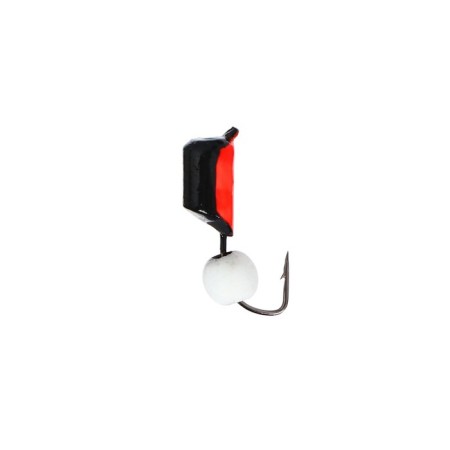 Mormyshka column black, red abdomen + white ball 1.4 g-1