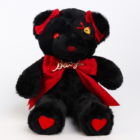 Soft toy "Bear" with a red bow, 31 cm-6