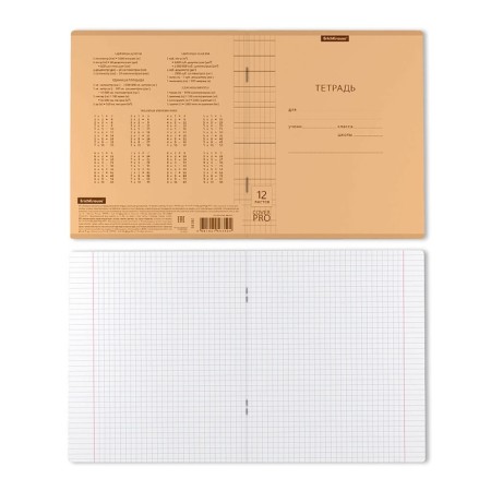Notebook 12 sheets in a cage, Erichkrause Coverpro Neon "Classic", with a plastic cover of 180 μm, an offset unit, white 100%, orange-7