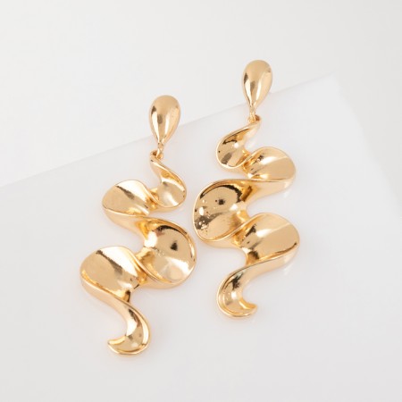 Earrings Metal "Shine" wave mini, color gold-1
