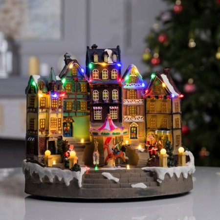 LED figure "New Year's Square" 40 × 21 × 22 cm, polystone, AAX3 batteries (not in the kit), USB, glow of multi