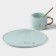 Coffee steam ceramic “love”, 3 objects: mug 200 ml, saucer d = 20 cm, spoon h = 14 cm, blue color
