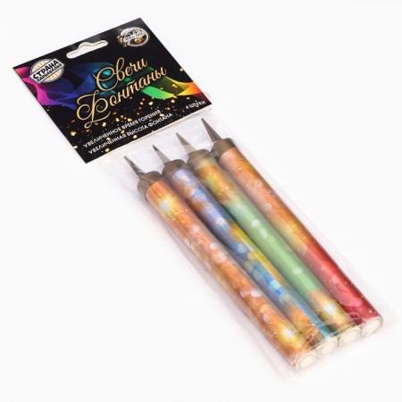 Candles Fountains for the Neon cake, 17.5 cm, 60 seconds, color flame, 4 pcs-6