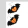 Acryl Earrings "bats" with broken hearts, black-orange color in silver