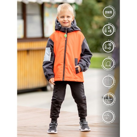 Bombber jacket for a boy PlayTode, height 110 cm, color is bright orange