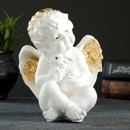 Figure "Angel with a Rabbit" White 19x16x14cm
