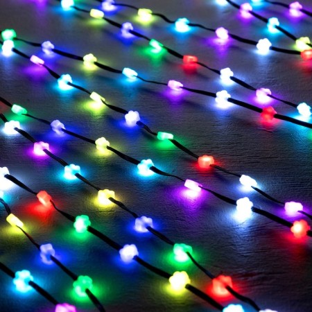 Smart garland "thread" 5 m dews with nozzles "flowers", IP20, silver thread, 100 LED, remote control, application, glow RGB, USB-4