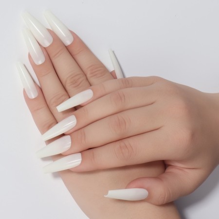 Patching nails, 100 pcs, ballerina shape, in a container, milk color-6