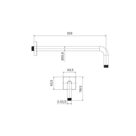 Holder for the upper shower IDDIS Slide, 329x63.5x118.5 mm, chrome-5