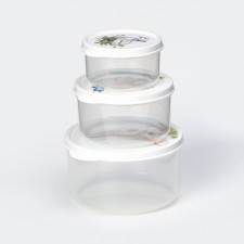 A set of containers of food shares “Milashki”, 3 pcs: 150 ml, 300 ml, 500 ml, round, white color