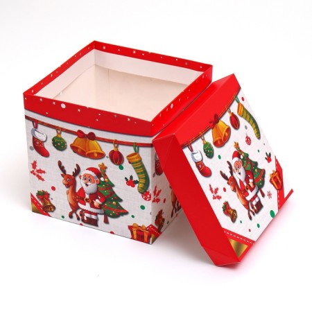 New Year. Box a gift New Year's folding "Santa Claus and Christmas tree" 15x15x15 cm.-3
