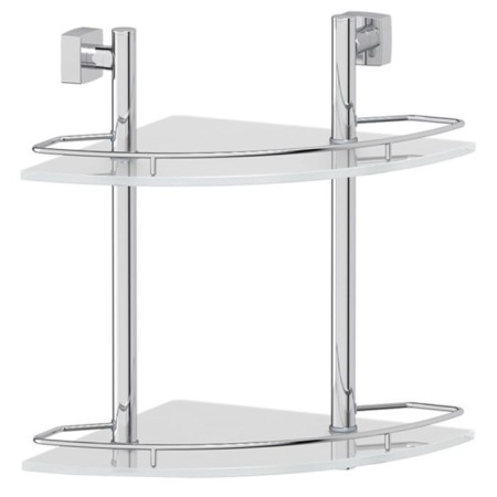 Corner shelf is bunk, width 28 cm, matte glass, chrome