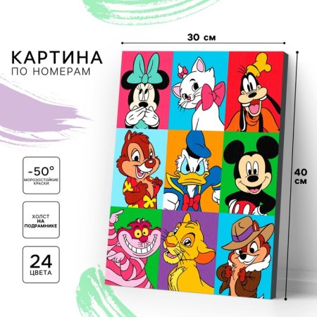 Picture on numbers on a subframe 30x40 cm, Disney