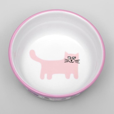 Ceramic "cat Life" bowl 270 ml 12.7 x 5 cm, pink-3