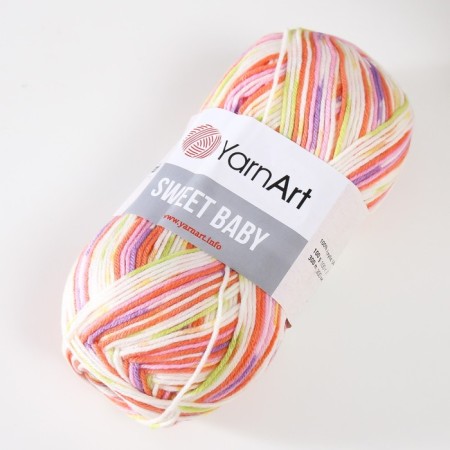 Yarn "Sweet Baby" 100% acrylic 300m/100g (907 orange-salad-sugar)-1