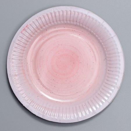 Disposable paper plate "Pink Ceramics", 18 cm-1