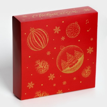 New Year. Box for 9 New Year sweets, 13.8 x 13.8 x 3.8, confectionery packaging-2