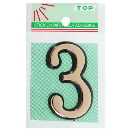 Door number "3", plastic, gold color-1