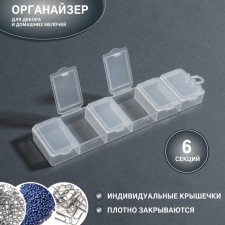 Organizer for decor, 6 sections, 14 × 3.5 × 1.3 cm, transparent color