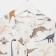 Pajama nursery (shirt, trousers) kaftan "dinosaurs", p. 110-116, white