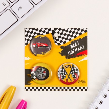 Icons sunset set 3 pcs d = 25 mm "Racing" 7x7 cm-1