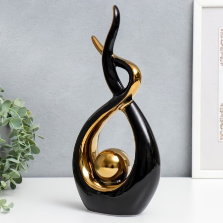 Souvenir Ceramics "Abstraction. Touch. Ball" Black with gold 31x6x16 cm-3