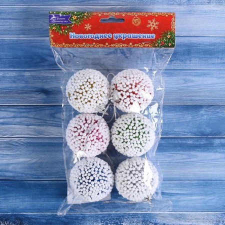 Set of balls plastic D-4.5 cm, 6 pcs "Snowball" mix-1