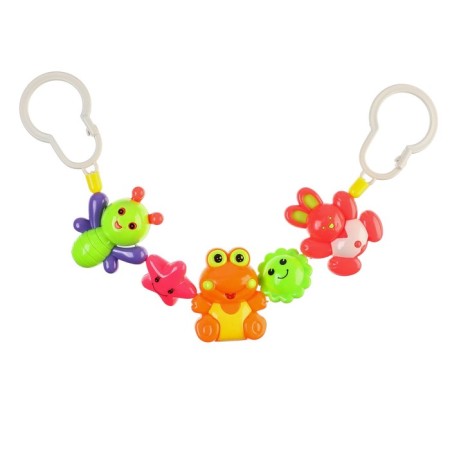 Stretching on the stroller/crib "Bunny, frog, bee", 3 toys, color mix, crush me-1