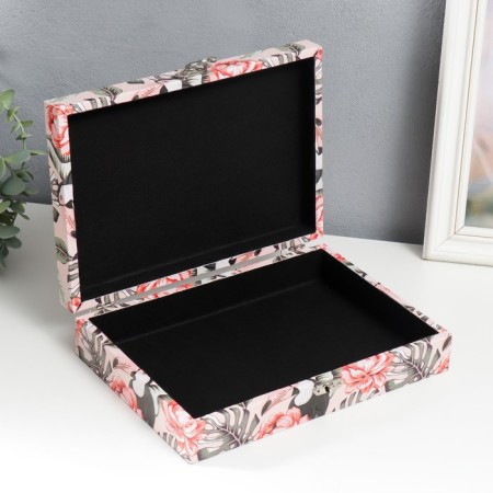 Casket tree "Caches and a cupboard in flower jungle" leatherette 5.5x24x17 cm-2