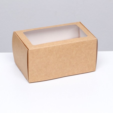 Box for 2 cupcake, craft, with a window 16 x 10 x 8 cm