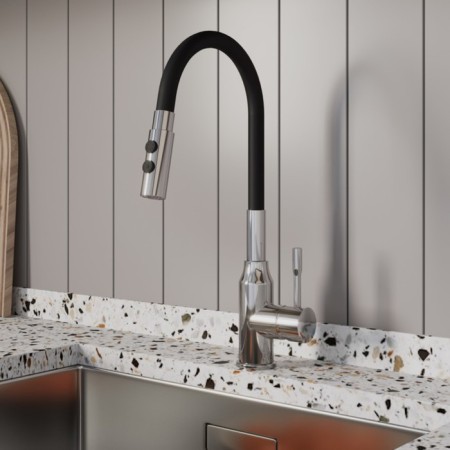 MILARDO MEAL M01SB2FM05 kitchen mixer, pouring 200mm, flexible spout and shower nozzle, chrome 101-1