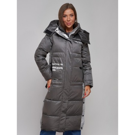 Coat insulated winter female, size 42, dark gray color-8