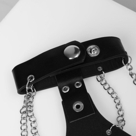 Bracelet Unisex "Slave" skeleton, black color with silver, 21.5 cm-1