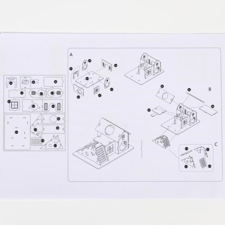 Complex-site for rodents with 2 houses and a hill, plywood, 19 x 14 cm-9