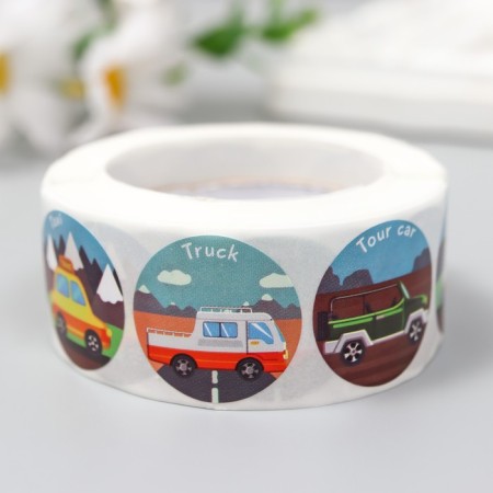 Stick Paper "Transport" d = 2.5 cm 500 pcs in a roll 3x6.5x6.5 cm-2