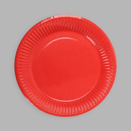Plate disposable paper plain, red color-4